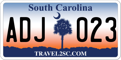 SC license plate ADJ023