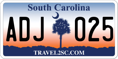 SC license plate ADJ025