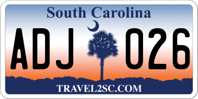 SC license plate ADJ026