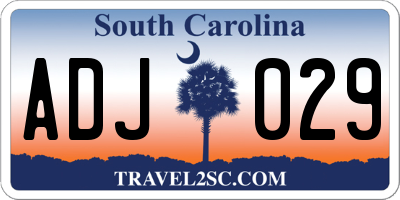 SC license plate ADJ029