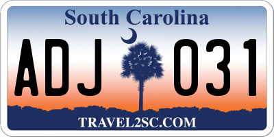 SC license plate ADJ031