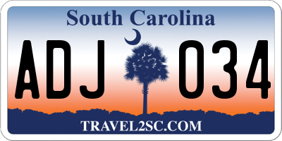 SC license plate ADJ034