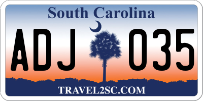 SC license plate ADJ035