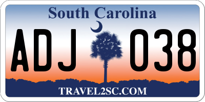 SC license plate ADJ038