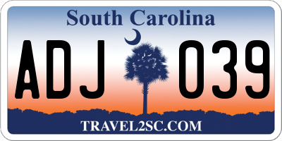 SC license plate ADJ039