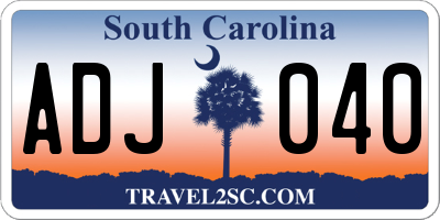 SC license plate ADJ040