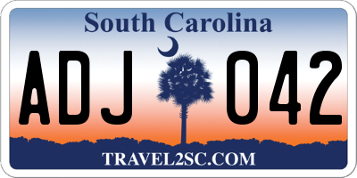 SC license plate ADJ042