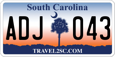 SC license plate ADJ043