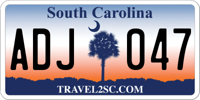 SC license plate ADJ047