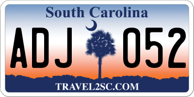 SC license plate ADJ052