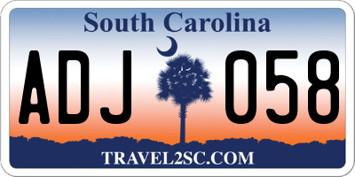 SC license plate ADJ058