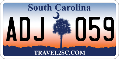 SC license plate ADJ059