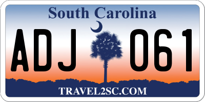 SC license plate ADJ061
