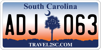 SC license plate ADJ063