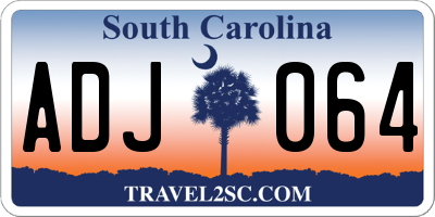 SC license plate ADJ064