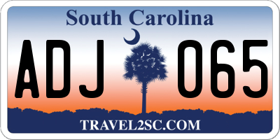 SC license plate ADJ065