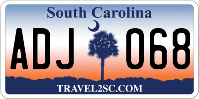 SC license plate ADJ068