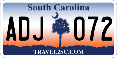 SC license plate ADJ072