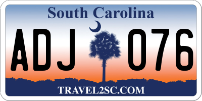 SC license plate ADJ076