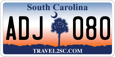 SC license plate ADJ080