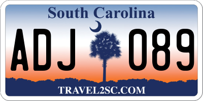 SC license plate ADJ089