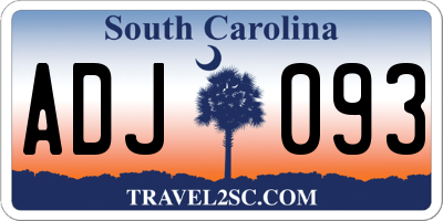 SC license plate ADJ093