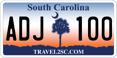 SC license plate ADJ100