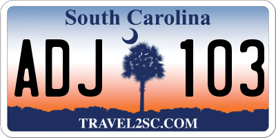 SC license plate ADJ103