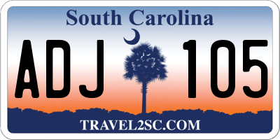 SC license plate ADJ105