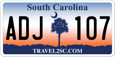 SC license plate ADJ107
