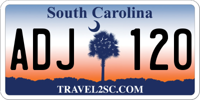 SC license plate ADJ120