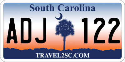 SC license plate ADJ122