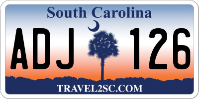 SC license plate ADJ126