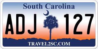 SC license plate ADJ127