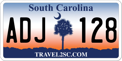 SC license plate ADJ128