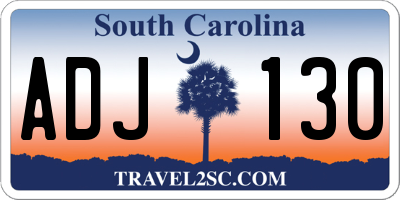 SC license plate ADJ130
