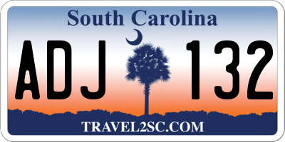 SC license plate ADJ132