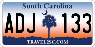 SC license plate ADJ133