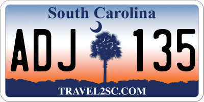 SC license plate ADJ135