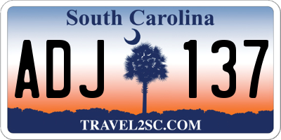 SC license plate ADJ137