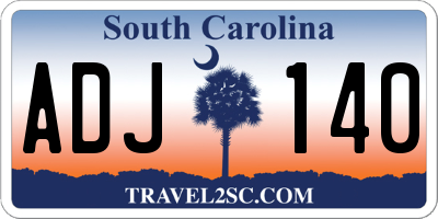 SC license plate ADJ140