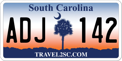 SC license plate ADJ142