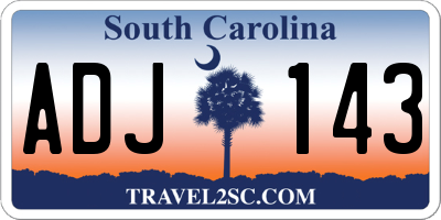 SC license plate ADJ143