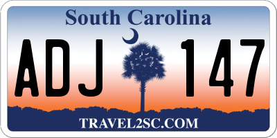 SC license plate ADJ147