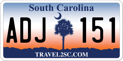 SC license plate ADJ151