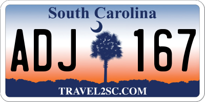 SC license plate ADJ167