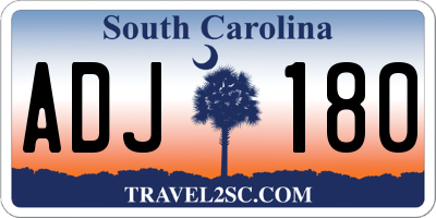 SC license plate ADJ180