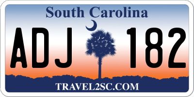 SC license plate ADJ182