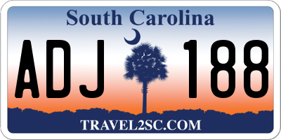SC license plate ADJ188