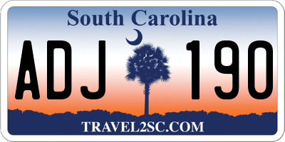 SC license plate ADJ190